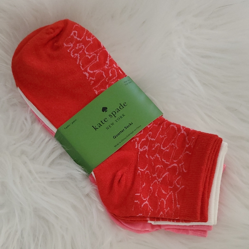 Kate Spade Quarter Socks Set Of 3 NWT Size 4-10